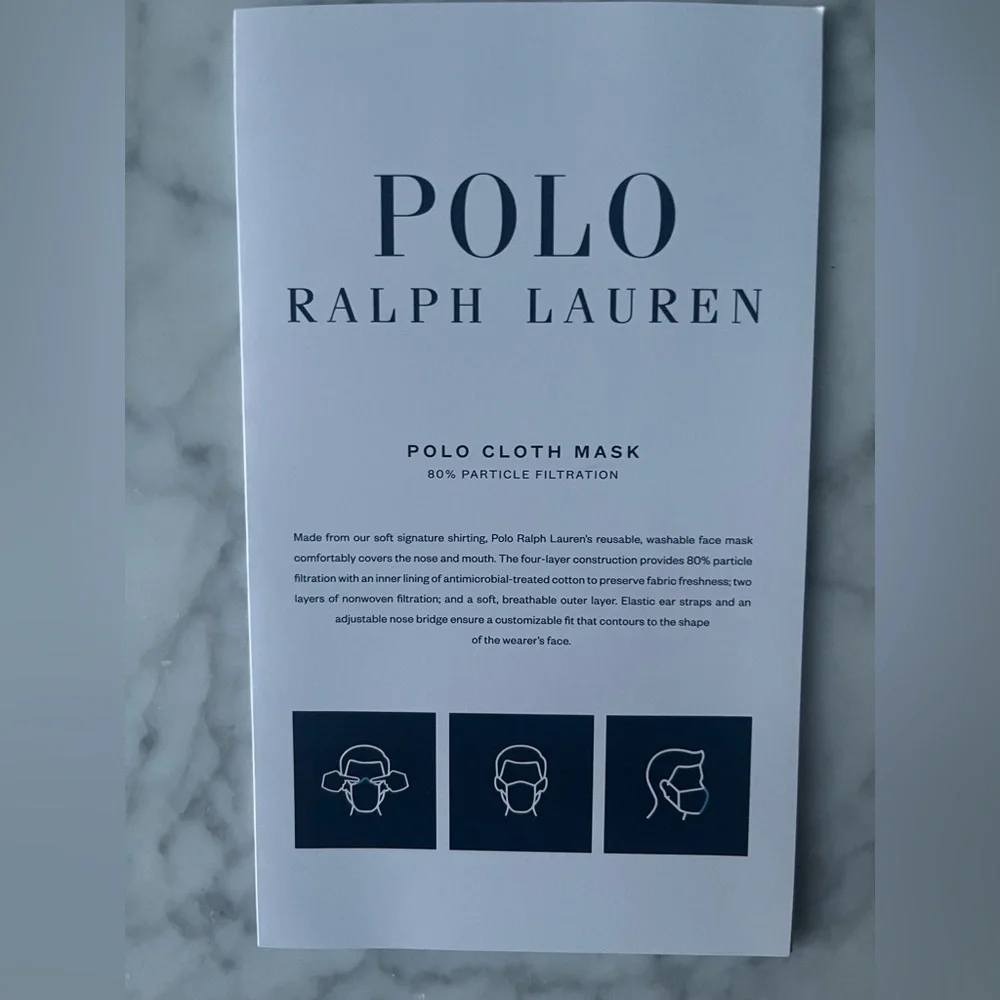Polo Ralph Lauren Cloth Face Mask - Light Blue - NWT - Size S/M and M/L availa…